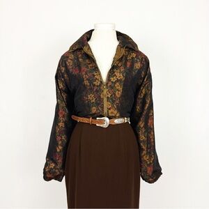 Vintage 80’s Muted Botanical Windbreaker Jacket | Size L